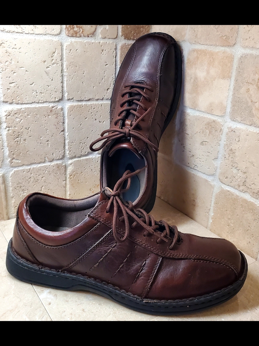 Men's Brown Leather Lace-Up Derby Shoes Size 13M
